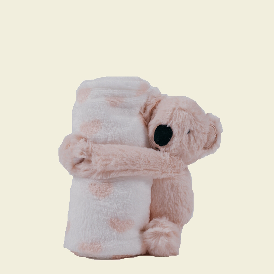 Rózsaszín koala maci szivecskés pléddel (75*100cm)